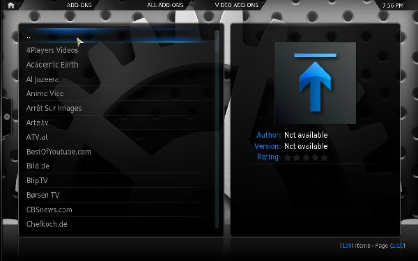 XBMC - нерабочее приложение под программу